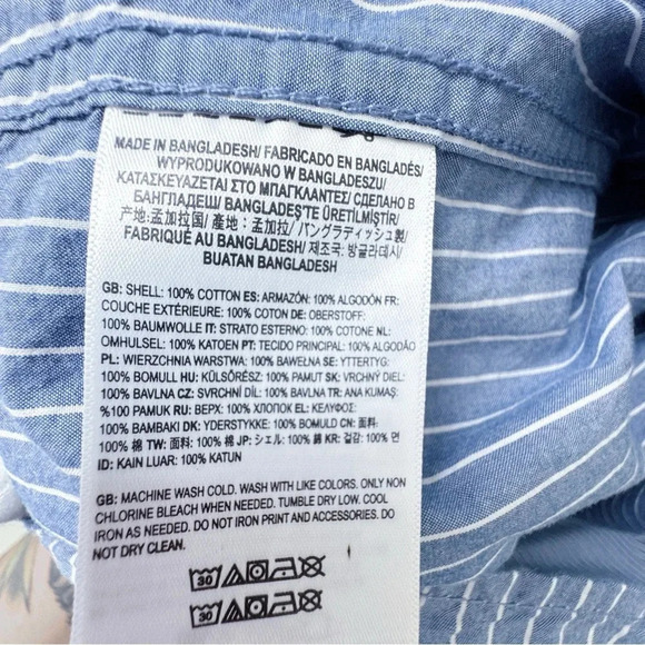 Vans Medium 100% Cotton Blue Striped Button-Up Shirt - Picture 9 of 10